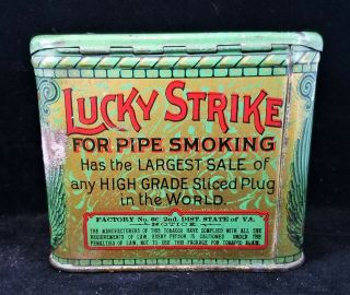 Rare Size ONE POUND LUCKY STRIKE Tobacco Tin Litho 6