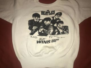 Vintage 1963 Beatles White Nems Sweatshirt Wins Radio Promotion Rare