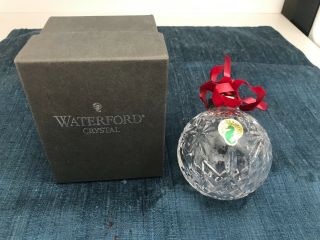 Rare 3 1/2 " Waterford Cut Crystal Palm Tree Ball Ornament