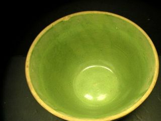 RARE MCCOY STONEWARE HEART/S & TRIANGLE/S GREEN LARGE MIXING BOWL 10 - 1/4 USA 200 4