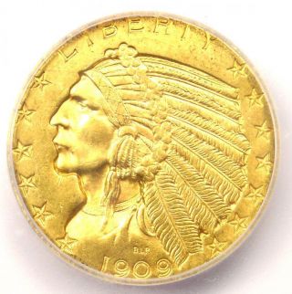 1909 - D Indian Gold Half Eagle $5 Coin - Icg Ms64 - Rare In Ms64 - $2,  040 Value