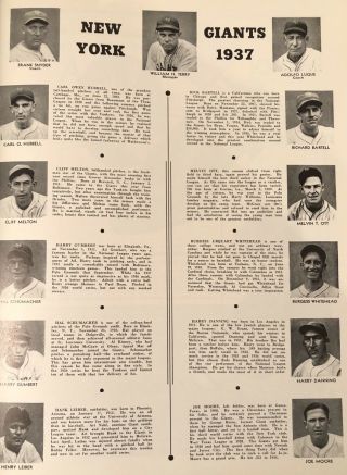 1937 WORLD SERIES Program RARE RP Signed RDO YORK YANKEES VS NY GIANTS 2