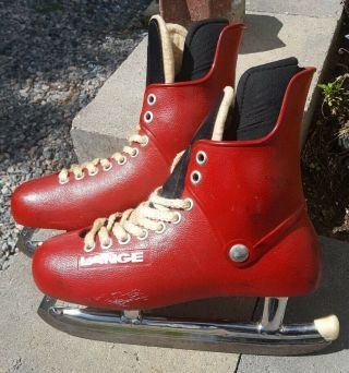 Rare Vintage Lange Hockey Skates Red Size 9