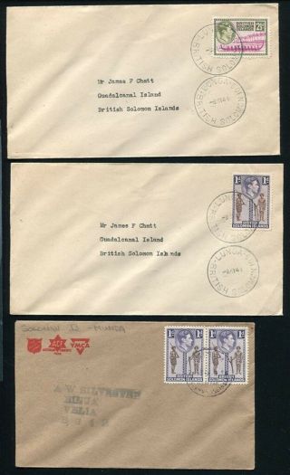 British Solomon Islands King George 6th Covers Rare Postmarks