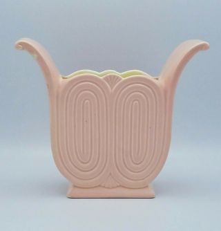 1940s Rare Vintage Art Deco Red Wing Usa Ceramic Vase Pink 1168