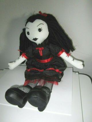 EUC 2005 Hot Topic Doom Doll Melancholy Molly Stuffed Gothic Punk Black Red RARE 2
