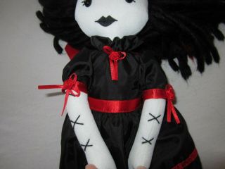 EUC 2005 Hot Topic Doom Doll Melancholy Molly Stuffed Gothic Punk Black Red RARE 4