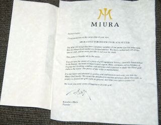 RARE LIMITED EDITION MIURA 1957 KM 350 PUTTER NUMBER 46 LETTER OF AUTHENTICITY 11