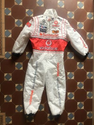 Vodafone Mclaren Mercedes Kids Overall Race Suit Rare F1 Hamilton Button 4 - 8yrs