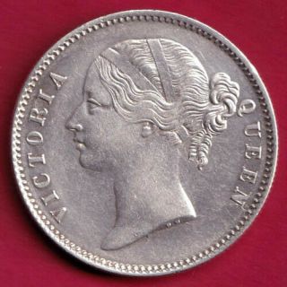 British India - 1840 - Victoria Queen - One Rupee - Rare Silver Coin Bw5