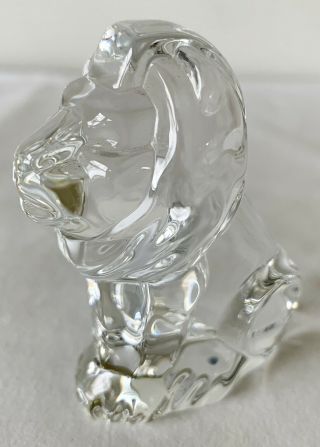 Rare Steuben Crystal Glass Lion Paperweight Hand Cooler Signed.