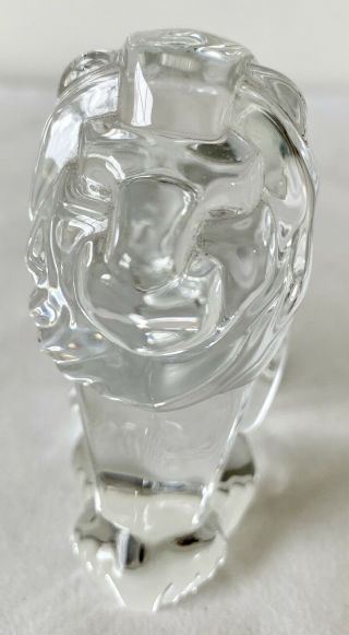 RARE STEUBEN Crystal Glass LION PAPERWEIGHT Hand Cooler SIGNED. 2