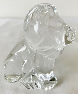 RARE STEUBEN Crystal Glass LION PAPERWEIGHT Hand Cooler SIGNED. 3