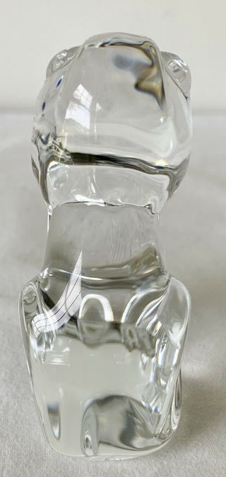 RARE STEUBEN Crystal Glass LION PAPERWEIGHT Hand Cooler SIGNED. 4