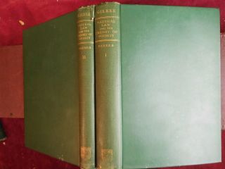 Otto Gierke: Natural Law & Theory Of Society,  1500 - 1800/german/rare 1934 $200,