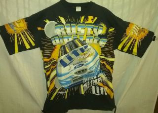 Rusty Wallace Vintage 1997 T - Shirt Rare All Over Print Large