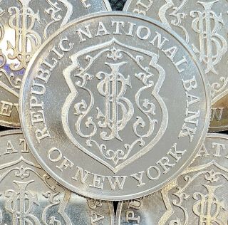 Republic National Bank York Johnson Matthey 1 Oz.  999 Fine Silver Rnb Rare