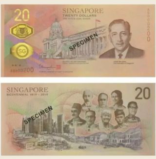 2019 Singapore Bicentennial $20 Single Note Commemorative Rare (with Folder)