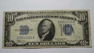 $10 1934 Silver Certificate Bank Note Bill Vf Blue Seal Note Rare