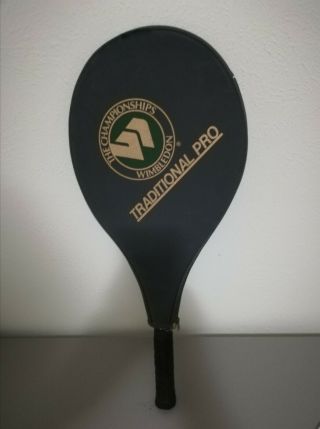 Rare Wimbledon Traditional Pro Size 98 4 1/2 Tennis Racquet,  Head Cover & Wallet