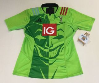 Harlequin Fc 2015 Adidas Ig Green Jersey Rugby Union Shirt Large M Rare Quinns