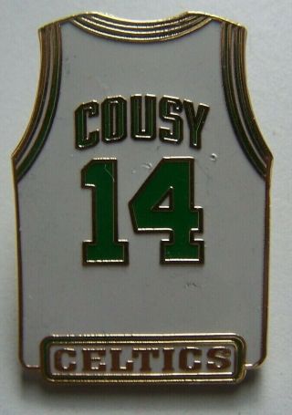 Nba Boston Celtics Bob Cousy 14 White Jersey Pin Oop 1998 Peter David Rare