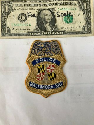 Very Rare Baltimore Maryland Police Patch Un - Sewn Great Shape