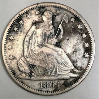 1864 - S Seated Liberty Half Dollar Coin Rare Date