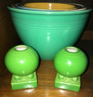 Rare Htf Fiestaware Shamrock Green Bulb Ball Candle Holders Fiesta