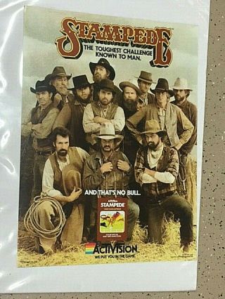 1981 Rare Activision Stampede Videogame Poster 17x23 Atari