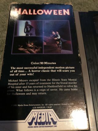 Halloween (VHS,  1981) Rare Media 1981 Carpenter Horror Cult Classic 2