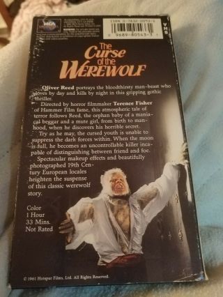 The Curse Of The Werewolf RARE VHS Oliver Reed 1961 Terence Fisher VG, 2