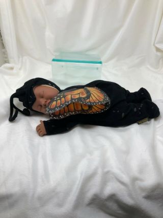 Rare Anne Geddes African American Plush Stuffed Beanbag Black Butterfly 14 Inch