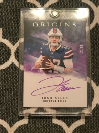 2018 Origins Josh Allen Purple Ink Auto 16/32 On Card Rare Sp Rc Bills