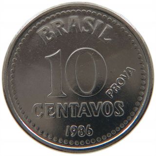 Brazil 10 Centavos 1986 Prova Pattern Top Rare T80 019
