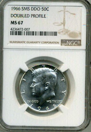 1966 Kennedy Double Die Obv - Doubled Profile Ngc Sms 67 Rare