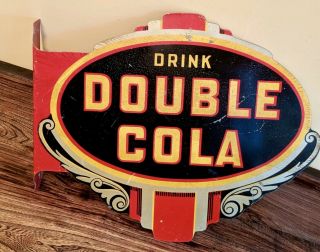 Rare Vintage1940’s Double Cola Metal Flange Sign - 18”