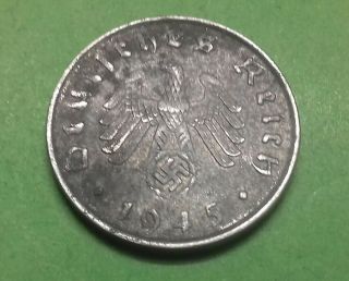 10 Reichspfennig 1945 E.  Nazi German Rare Coin.  Swastika.  B2916