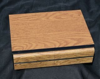 Rare Cd Wood Grain Stackable Display Storage Box With 2 Drawers Holds 40 Cds