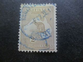 Kangaroo Stamps: 2/ - Brown 2nd Watermark Blue Postmark - Rare (f46)