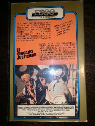 El Chicano Justicero VHS Rare Cult Sleaze Horror Mexican Spanis Exploitation 2