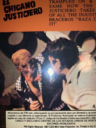 El Chicano Justicero VHS Rare Cult Sleaze Horror Mexican Spanis Exploitation 3