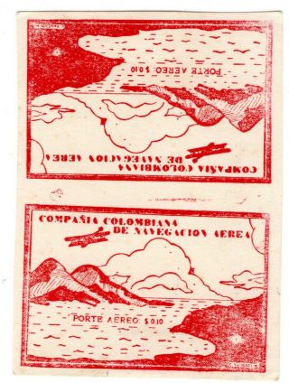 Colombia - Airmail - Ccna - 10c Tete - Beche Pair - Gebauer 14e - Very Rare