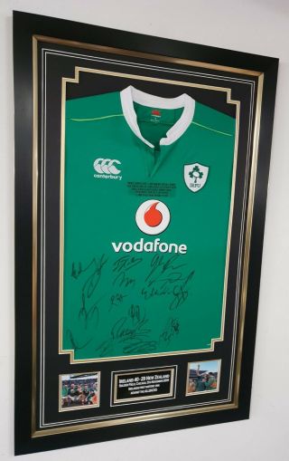 Rare Ireland Rugby Signed Shirt Autographed Jersey Display Vs All Blacks