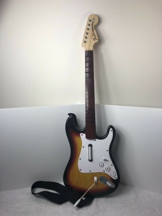 Nintendo Wii Fender Stratocaster Rock Band Harmonix Guitar Rare Sunburst Strap