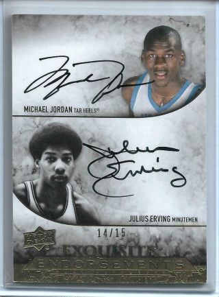 2012 - 13 Exquisite Michael Jordan Julius Erving Dual Auto 14/15 Autograph Ud Rare