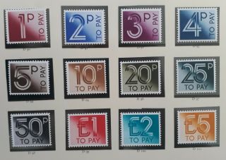 Rare 1971 - Great Britain Full Set Of 13 Postage Due Stamps Muh