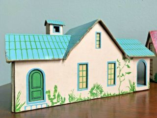 Rare 1930 ' s Dilco Toys of Baltimore Miniature Cardboard Houses Christmas Garden 5