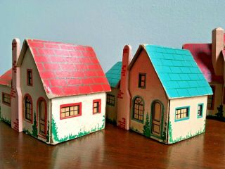 Rare 1930 ' s Dilco Toys of Baltimore Miniature Cardboard Houses Christmas Garden 7