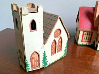 Rare 1930 ' s Dilco Toys of Baltimore Miniature Cardboard Houses Christmas Garden 8